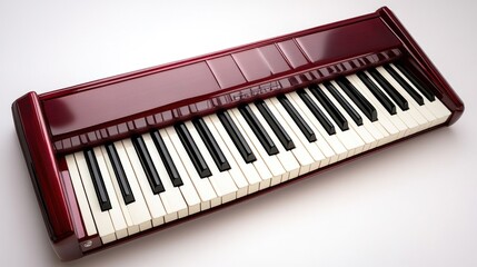 Fototapeta premium Sleek Red Keyboard Musical Instrument White Keys Polished Finish