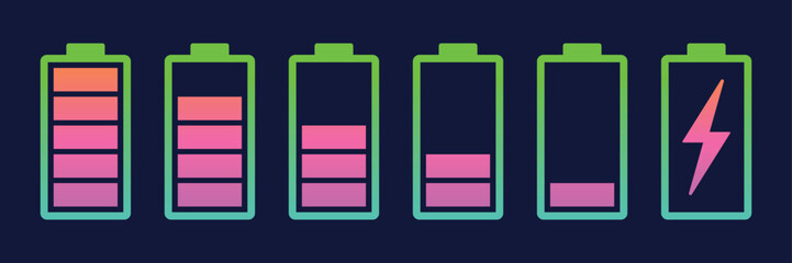 Alkaline battery set icon in flat style. Different size accumulator vector illustration on isolated background. Accumulator recharge sign business concept.