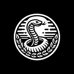 Fototapeta premium illustration, picture, sketch, shio, a snake in a symbol or emblem of the year in black and white