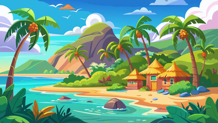 Landscape of paradise tropical island beach