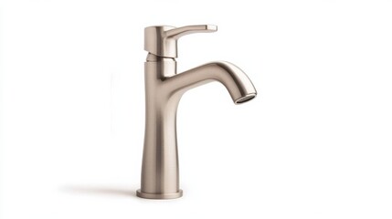 Matte chrome faucet with soft curves, exuding mid-century modern aesthetics