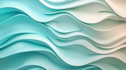 Fototapeta premium Abstract Teal and White Wave Pattern: Serene 3D Render