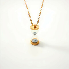 A miniature hourglass on a golden pendant chain Generative AI