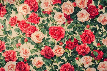 Fototapeta premium Illustrierter Rosen Hintergrund 