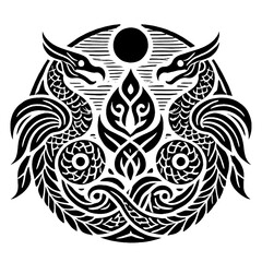 Obraz premium illustration, picture, sketch, shio, legend, logo, dragon in a symbol or emblem