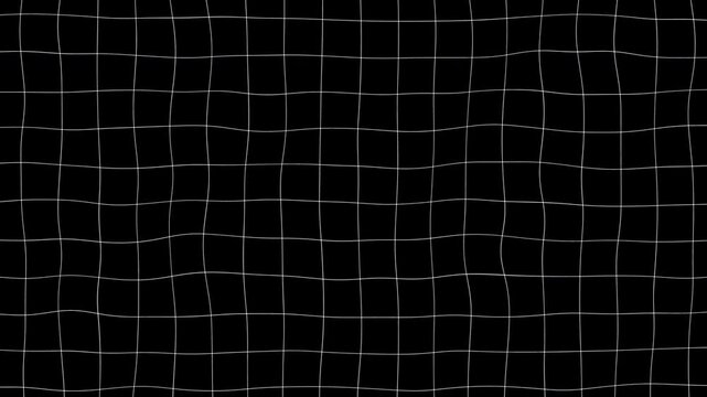 Black background with animated waving white wireframe grid line fit for alpha channel or overlay layer. Loop abstract motion background for technology, science, blueprint, or infographic concept