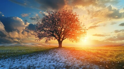 Winter to spring equinox art concept