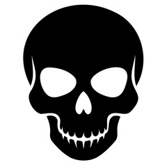 Stylish Skull Silhouette Vector Beautiful Black Design on Transparent Background