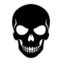 Beautiful Skull Black Silhouette Vector Illustration on Transparent Background