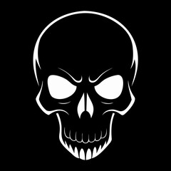 Beautiful Skull Black Silhouette Vector Illustration on Transparent Background