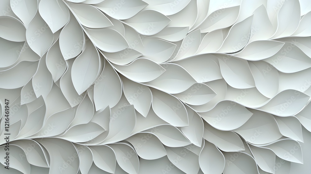 Poster Elegant seamless decorative pattern featuring abstract 3D leaves with soft gradients and depth perfect for sophisticated design backgrounds and creative visual assets