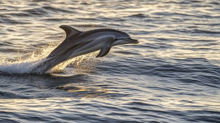 Obraz premium Striped Dolphin Leaps at Sunset: A Majestic Marine Moment