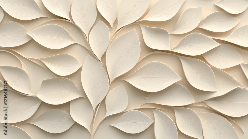 Leinwandbilder elegant 3d abstract leaves pattern with detailed textures and a decorative touch creating a seamless