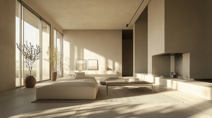 Fototapeta premium Serene Minimalist Living Room with Natural Light
