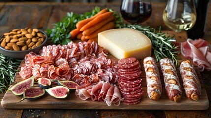 Cheese and cured meat charcuterie selection