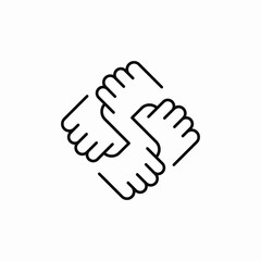 hands teamwork partnership icon vector sign