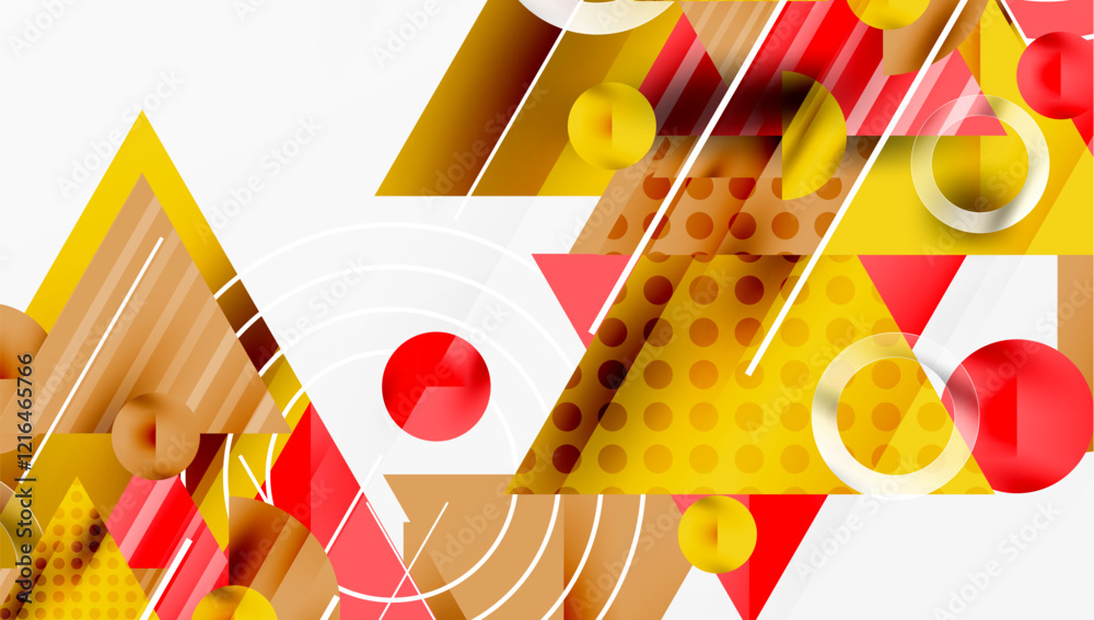 Poster Sleek abstract background - layered triangles with vibrant gradient tones. Semi-transparent shapes add depth and contemporary aesthetic