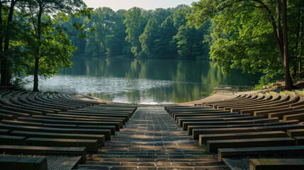 Obraz premium Serene Lakeside Amphitheater