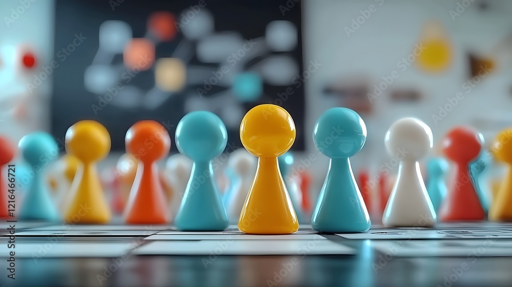 Aufkleber vibrant 3d cartoon characters working together in a collaborative office environment analyzing data 