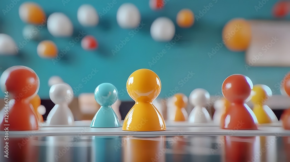 Poster Diverse group of colorful 3D cartoon characters collaborating on new business ideas analyzing data and planning future strategies in a modern office workspace background  Concept of teamwork