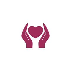 Heart in hands sign icon isolated on transparent background
