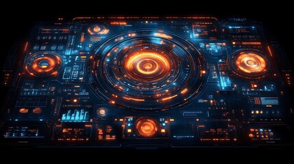 Obraz premium Futuristic glowing digital interface.