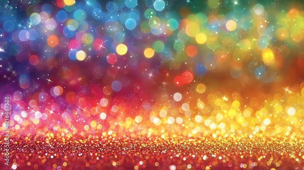 Leinwandbilder Vibrant and Dazzling Glitter Background Featuring a Seamless Rainbow Gradient with Sparkling Lights and Shimmering Effects for Festive and Decorative Use