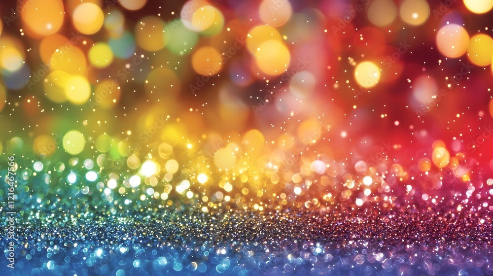 Poster Vibrant and Captivating Glitter Infused Background with a Seamless Rainbow Gradient and Sparkling Effects Perfect for Festive and Decorative Use