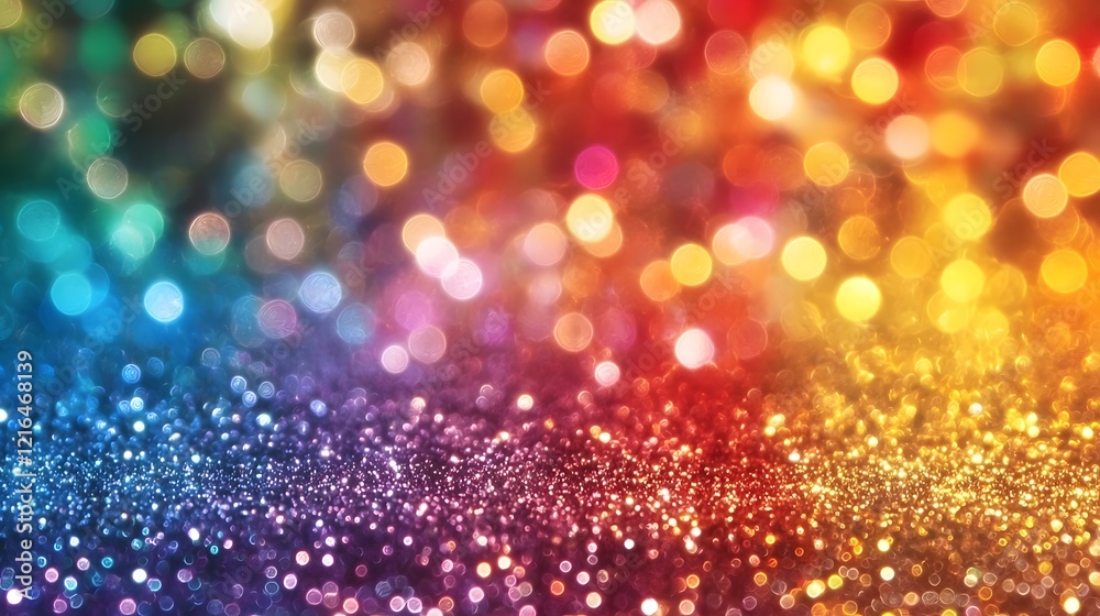 Poster mesmerizing multicolor glitter texture with a vibrant rainbow spectrum providing an eye catching and