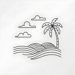 landscape with palm trees coloring page 