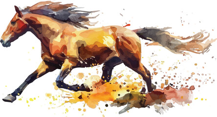 watercolor painting horse and rider background, generative ai
