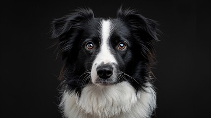 Fototapeta premium Closeup of black and white Border Collie dog isolated 