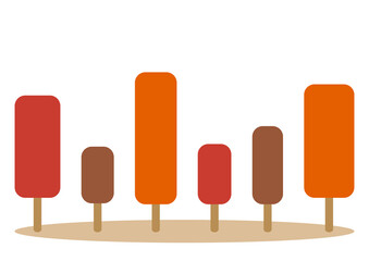 秋のシンプルな紅葉する木々