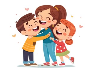 A delightful family, filled with warmth and love, perfectly set on a clean white background