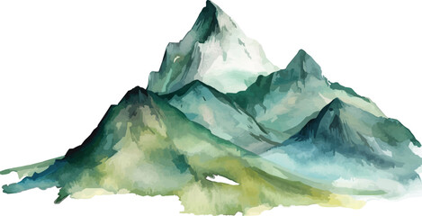 watercolor mountain landscape vector illustration,generative ai