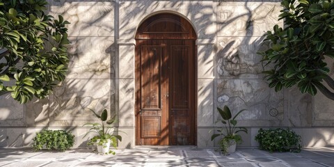 doors of an apartment building with marble