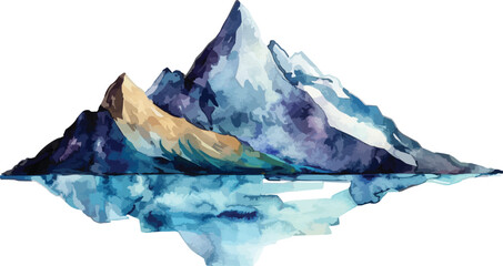 watercolor mountain landscape vector illustration,generative ai