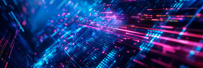 futuristic background with glowing neon lines and geometric shapes