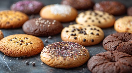 Collection of round cookie cookies biscuit spring