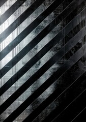Metallic silver stripes on a black canvas, generating a sense of speed and dynamism.