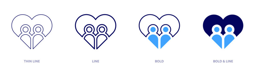 Valentine photobook icon in 4 different styles. Thin Line, Line, Bold, and Bold Line. Duotone style. Editable stroke