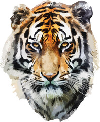 Obraz premium watercolor tiger head illustration,generative ai 