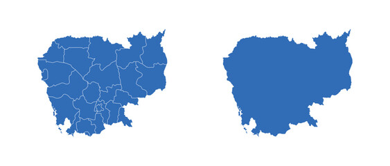 Cambodia Map vector icon. Minimalistic Colorful Map of Cambodia.