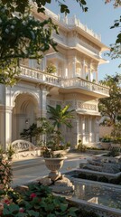 Obraz premium White Greek Revival house architecture neoclassical gardens