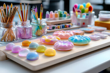 Naklejka premium a diy resin art project showcasing various handmade items with resin desi