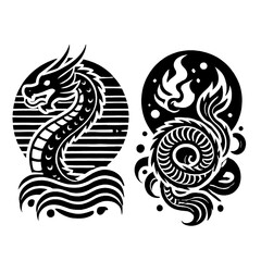 illustration, picture, sketch, shio, legend, logo, dragon in a symbol or emblem