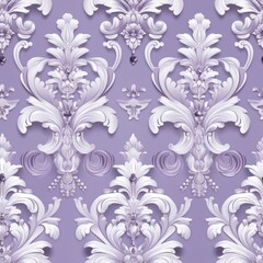 Elegant floral damask pattern in soft lavender tones designed for upscale interior decor