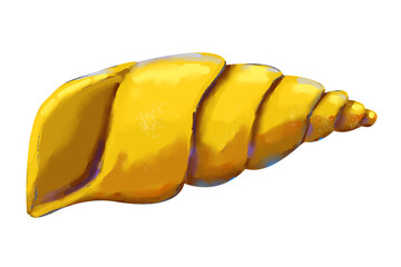 Bright Illustration Golden Realistic Spiral Seashell, for Print, Web and Textile Use
