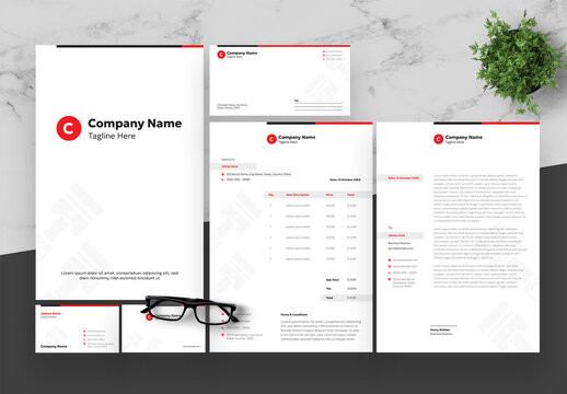 Red And Black Automotive Stationery Set