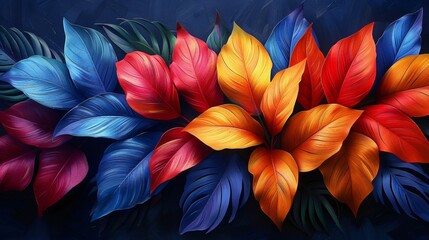 Colorful leaves exotic tropical leaves multi-color